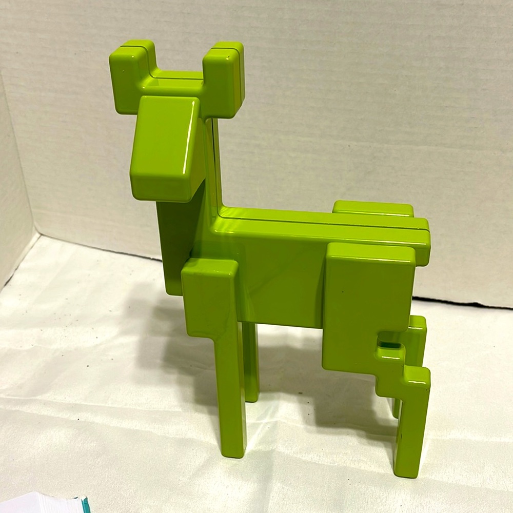 Monika Mulder Rare Akita reindeer figurine cast green enamel art deco